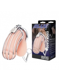 Серебристая металлическая клетка с анальным стимулятором Cock Cage - BlueLine - купить с доставкой в Грозном