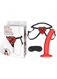 Красный поясной фаллоимитатор Red Heart Strap on Harness   5in Dildo Set - 12,25 см. - Lux Fetish - купить с доставкой в Грозном