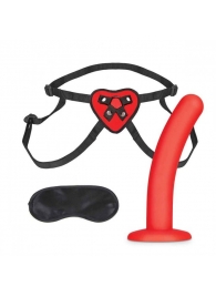 Красный поясной фаллоимитатор Red Heart Strap on Harness   5in Dildo Set - 12,25 см. - Lux Fetish - купить с доставкой в Грозном