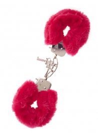 Металлические наручники с красной меховой опушкой METAL HANDCUFF WITH PLUSH RED - Dream Toys - купить с доставкой в Грозном