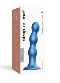 Голубая насадка Strap-On-Me Dildo Plug Balls size L - Strap-on-me - купить с доставкой в Грозном