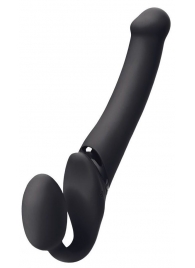 Черный безремневой вибрострапон Silicone Bendable Strap-On - size XL - Strap-on-me - купить с доставкой в Грозном