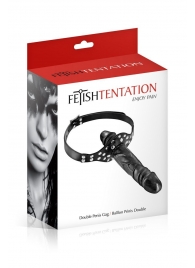 Черный кляп-фаллоимитатор Double Penis Gag - Fetish Tentation - купить с доставкой в Грозном