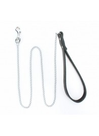 Металлический поводок с кожаной ручкой - БДСМ Арсенал - купить с доставкой в Грозном