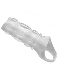 Насадка на пенис с кольцом для мошонки Clear Sensations Enhancer Sex Sleeve - 11,5 см. - XR Brands - в Грозном купить с доставкой