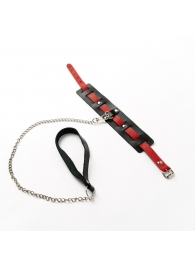 Черный ошейник с красным ремешком и поводком - Crazy Handmade - купить с доставкой в Грозном