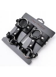 Черные наручники с креплением на кисть руки - Crazy Handmade - купить с доставкой в Грозном