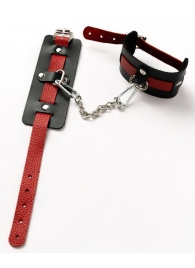 Черные оковы с красным декором и заклепками - Crazy Handmade - купить с доставкой в Грозном