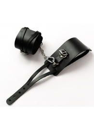 Черные кожаные оковы с креплением в виде веревочек - Crazy Handmade - купить с доставкой в Грозном