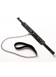 Черный ошейник с шипами и поводком - Crazy Handmade - купить с доставкой в Грозном