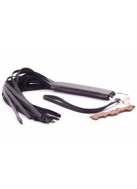 Черная кожаная плеть с удобной ручкой - 50 см. - Crazy Handmade - купить с доставкой в Грозном