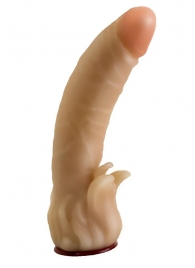 Телесная гелевая насадка-фаллос с клиторальными лепестками - 18,5 см. - LOVETOY (А-Полимер) - купить с доставкой в Грозном