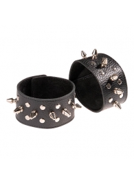 Чёрные напульсники с шипами и заклепками - Sitabella - купить с доставкой в Грозном