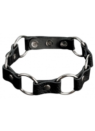 Кожаный черный ошейник с кольцами - Sitabella - купить с доставкой в Грозном