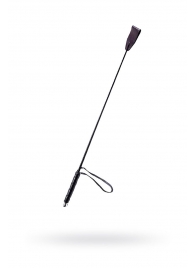 Чёрный стек с кожаной ручкой - 58 см. - Sitabella - купить с доставкой в Грозном