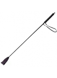 Чёрный стек с кожаной ручкой - 58 см. - Sitabella - купить с доставкой в Грозном