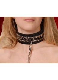 Чёрный ошейник с цепочками и поводком - Sitabella - купить с доставкой в Грозном