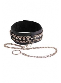 Чёрный ошейник с цепочками и поводком - Sitabella - купить с доставкой в Грозном