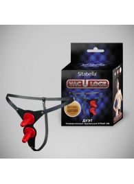 Чёрные кожаные трусики с двумя штырьками для насадок - Sitabella - купить с доставкой в Грозном