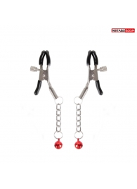 Серебристые зажимы на соски с шариками на цепочках - Notabu - купить с доставкой в Грозном