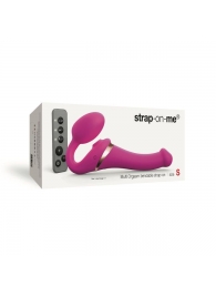 Ярко-розовый безремневой страпон Multi Orgasm Size S с клиторальной стимуляцией - Strap-on-me - купить с доставкой в Грозном