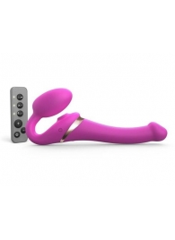 Ярко-розовый безремневой страпон Multi Orgasm Size S с клиторальной стимуляцией - Strap-on-me - купить с доставкой в Грозном
