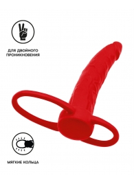 Красная насадка на пенис для двойного проникновения Black Red - 16,5 см. - ToyFa - купить с доставкой в Грозном
