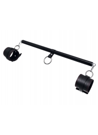 Черная распорка для ног с кожаными манжетами - Pecado - купить с доставкой в Грозном