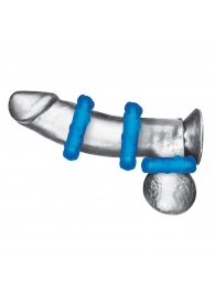Комплект из трех голубых эрекционных колец 3-Pack Ribbed Rider Cock Ring Set - BlueLine - в Грозном купить с доставкой