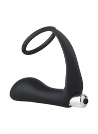 Черное эрекционное кольцо с вибропробкой Vibrating Anal Plug With Cockring - Dream Toys - в Грозном купить с доставкой