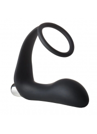 Черное эрекционное кольцо с вибропробкой Vibrating Anal Plug With Cockring - Dream Toys - в Грозном купить с доставкой