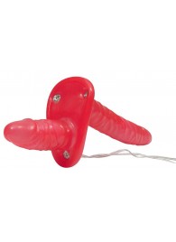 Красный женский страпон с вагинальной пробкой Bad Kitty - 18 см. - Orion - купить с доставкой в Грозном
