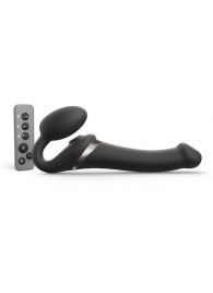 Черный безремневой страпон Multi Orgasm Size M с клиторальной стимуляцией - Strap-on-me - купить с доставкой в Грозном