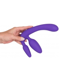 Фиолетовый безремневой страпон с двумя пробками - Orion - купить с доставкой в Грозном