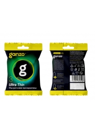 Ультратонкие презервативы Ganzo Ultra thin в мягкой упаковке - 3 шт. - Ganzo - купить с доставкой в Грозном