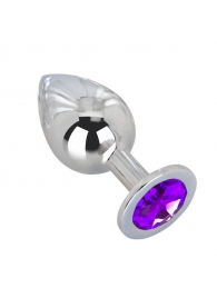 Большой плаг из стали с фиолетовым кристаллом Violet Dream - 9,5 см. - Erotic Fantasy - купить с доставкой в Грозном