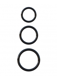 Набор из трех черных эрекционных колец Silicone 3-Ring Stamina Set - Pipedream - в Грозном купить с доставкой