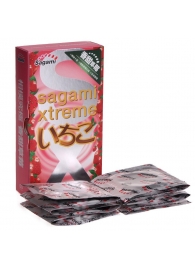 Презервативы Sagami Xtreme Strawberry c ароматом клубники - 10 шт. - Sagami - купить с доставкой в Грозном