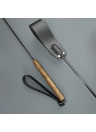 Черный кожаный стек с деревянной рукоятью - 69 см. - Sitabella - купить с доставкой в Грозном