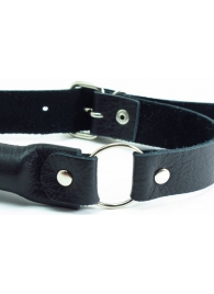 Черный кожаный кляп-трензель на кольцах - БДСМ Арсенал - купить с доставкой в Грозном