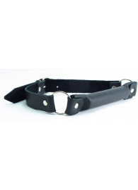 Черный кожаный кляп-трензель на кольцах - БДСМ Арсенал - купить с доставкой в Грозном