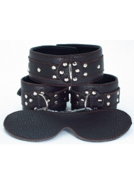 Набор БДСМ-аксессуаров из мягкой кожи черного цвета - БДСМ Арсенал - купить с доставкой в Грозном