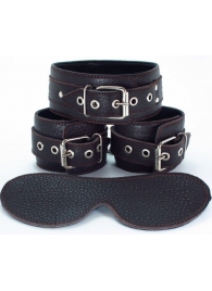 Набор БДСМ-аксессуаров из мягкой кожи черного цвета - БДСМ Арсенал - купить с доставкой в Грозном