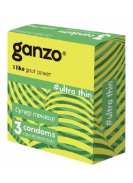 Ультратонкие презервативы Ganzo Ultra thin - 3 шт. - Ganzo - купить с доставкой в Грозном
