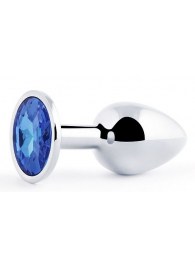 Анальное украшение BUTT PLUG  Small с синим кристаллом - 7 см. - Anal Jewelry Plug - купить с доставкой в Грозном