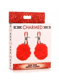 Красные зажимы на соски с помпонами Pom Pom - XR Brands - купить с доставкой в Грозном