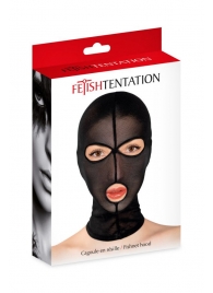 Черная сетчатая маска на голову с отверстиями для глаз и рта - Fetish Tentation - купить с доставкой в Грозном