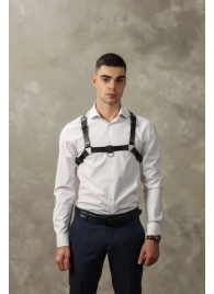 Черная мужская кожаная портупея №4 - БДСМ Арсенал - купить с доставкой в Грозном