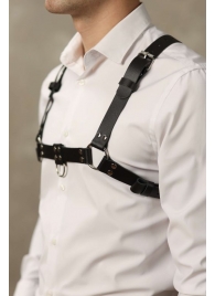 Черная мужская кожаная портупея №4 - БДСМ Арсенал - купить с доставкой в Грозном