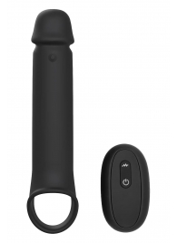 Черная насадка-удлинитель с вибрацией Vibrating Extender With Remote - Dream Toys - в Грозном купить с доставкой